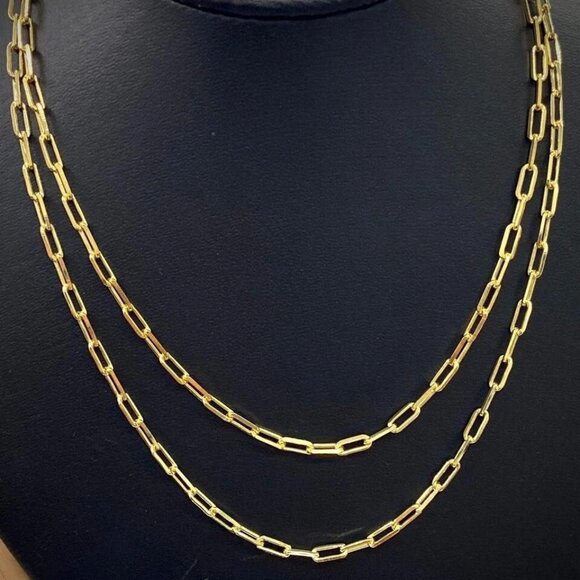 Women's Paper Clip Chain 14K GF Cadena Paper Clip Mujer Chocker Necklace Fashion - Picture 1 of 9